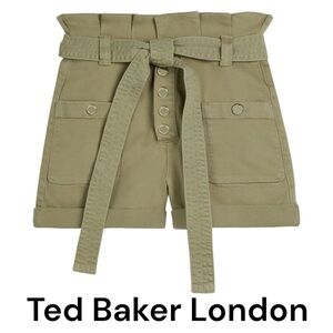 Ted Baker London khaki green paper bag shorts size 32
